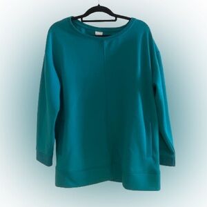 Chico’s women’s butter soft sweatshirt, teal, size 2